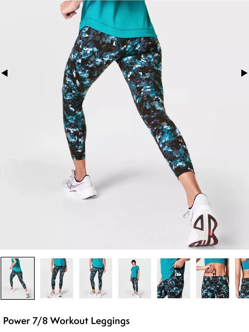 Sweaty Betty Teal & Black 7/8 Power Capri Leggings XL